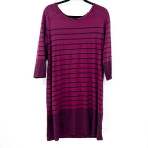 Lila Rose Striped Knee-Length Dress, Burgundy & Black,‎ Straight Style, Size L